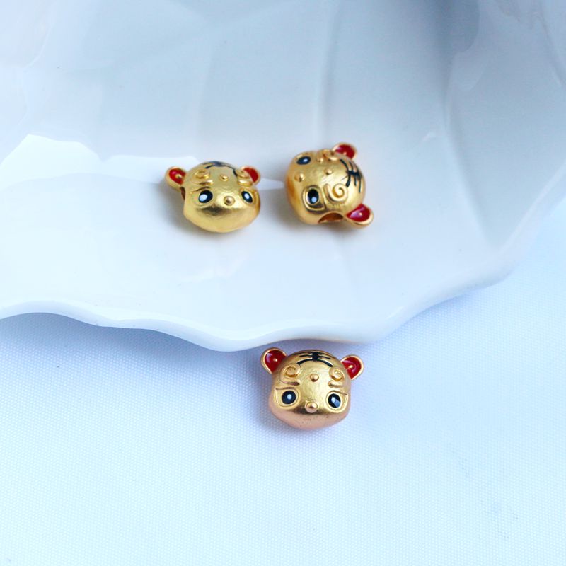 Hạt Xỏ Vòng Tay/Dây Chuyền/Vòng Cổ Màu Vàng 18k Mặt Hình Hổ Hoạt Hình diy