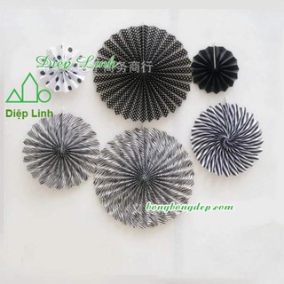 Set 6 quạt giấy trang trí nhiều màu