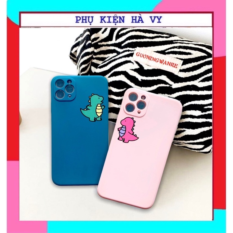 Ốp lưng iphone hình khủng long cute cạnh vuông giả ip12 5/5s/6/6plus/6s/7/7plus/8/8plus/x/xr/xs/11/12/pro/max