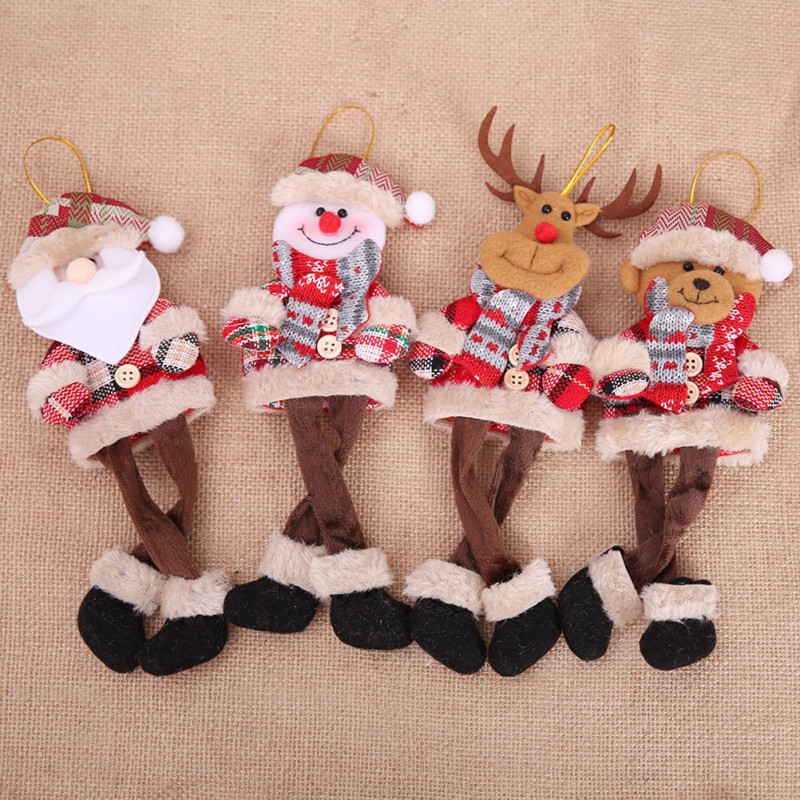 4pcs Christmas Hanging Decorations Adorable Doll Pendants Christmas Tree Ornaments Home Party Office Decorations