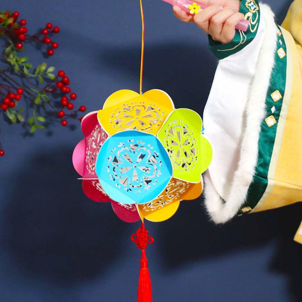 Lồng Đèn Giấy Thủ Công Có Dây Tua Rua Trang Trí Lễ Hội