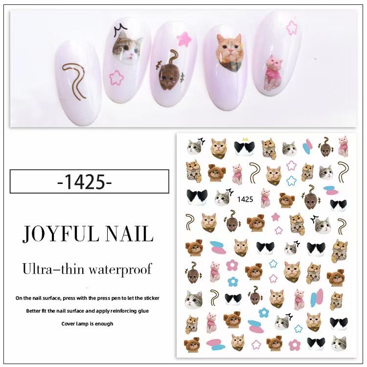 Sticker hình con mèo dễ thương, hình dán móng tay hình mèo dễ thương trang trí móng tay - Sushi Nail Mi