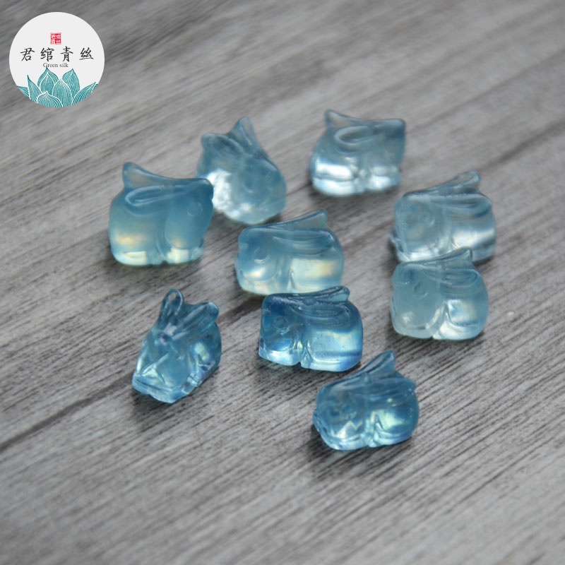 Băng Yingge Vòng Tay Pha Lê Trong Suốt Tự Nhiên Hình Thỏ Aquamarine