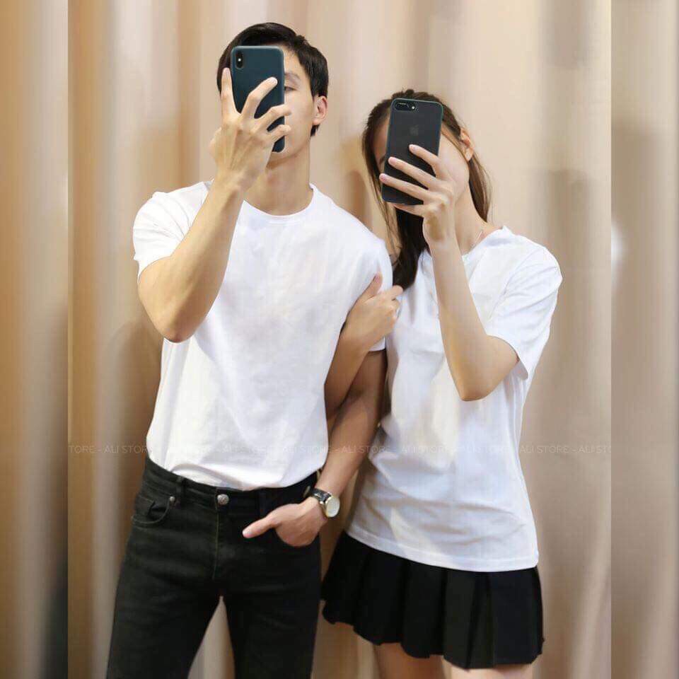 Áo Thun Trơn Cổ Tròn Nam - Nữ Màu Trắng