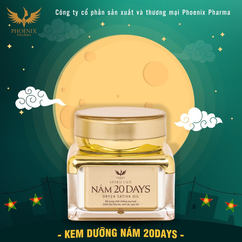 Kem nám 20days Phoenix Pharma dưỡng trắng sáng da, làm mờ thâm nám và tàn nhang, date tháng 8.2024
