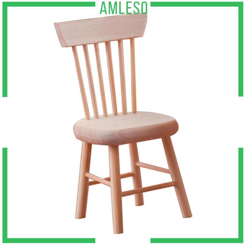 Mô hình ghế ngồi bàn ăn bằng gỗ không sơn thủ công trang trí nhà cửa