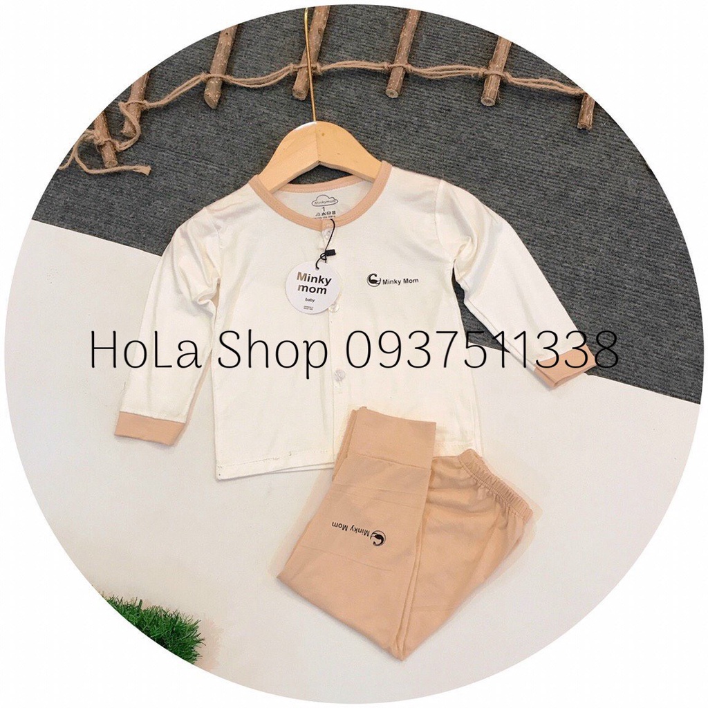 Bộ Dài Tay Sơ Sinh Nút Giữa Minky Mom Thun Lạnh -Th116