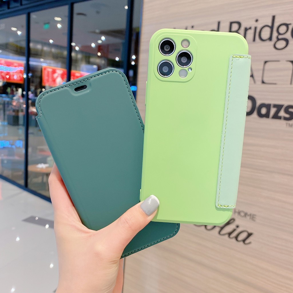 Bao da điện thoại màu trơn kiểu dáng đơn giản cho Iphone 12 Mini Pro Max 11 Pro Max 6 7 8 P Xs Max
