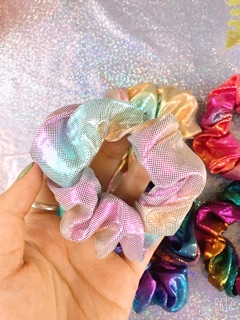 Chun buộc tóc scrunchies hologram siêu chất!