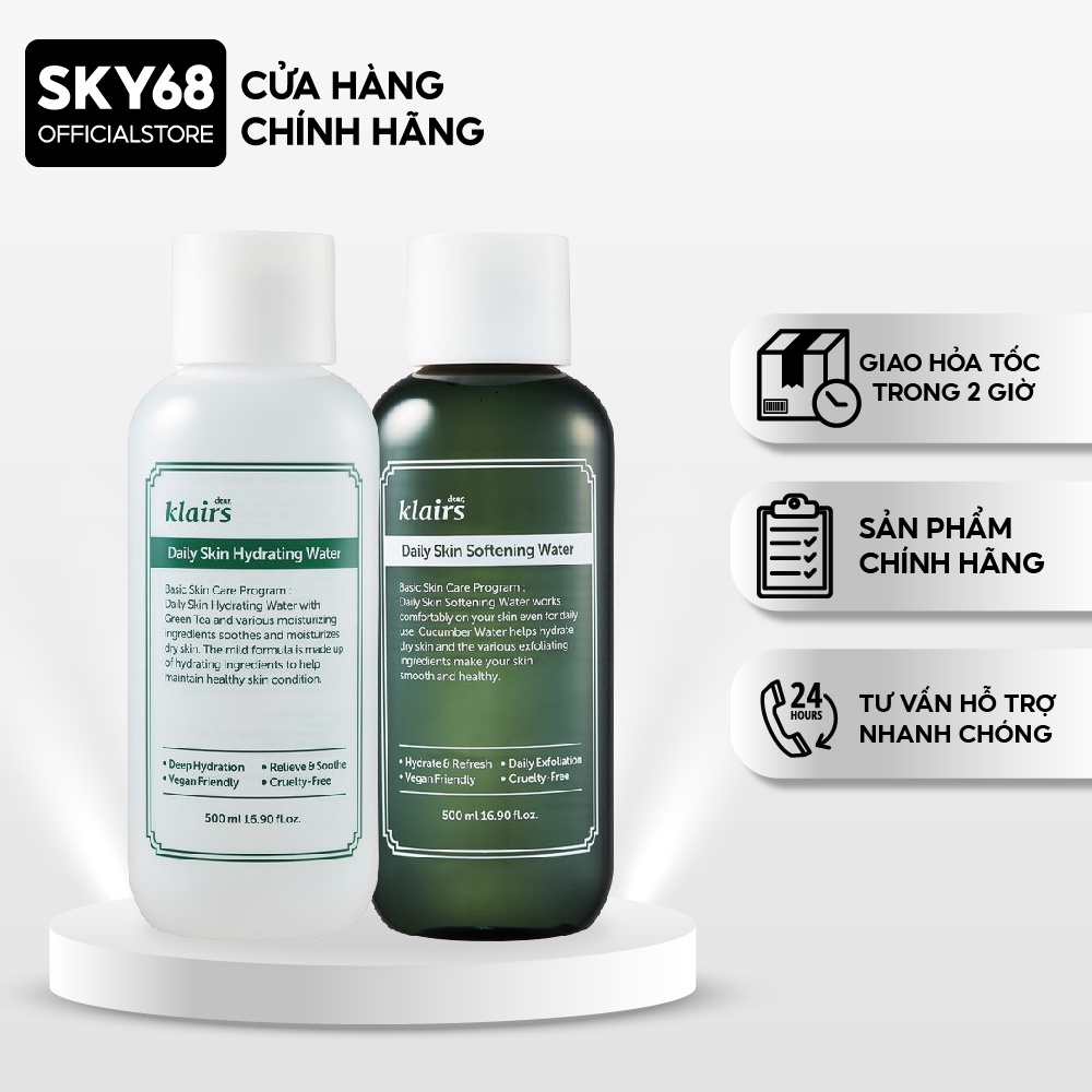 Nước Hoa Hồng Cấp Ẩm Sâu, Làm Dịu, Làm Mềm Da Và Hỗ Trợ Tẩy Tế Bào Chết Klairs Daily Skin Water 500ml