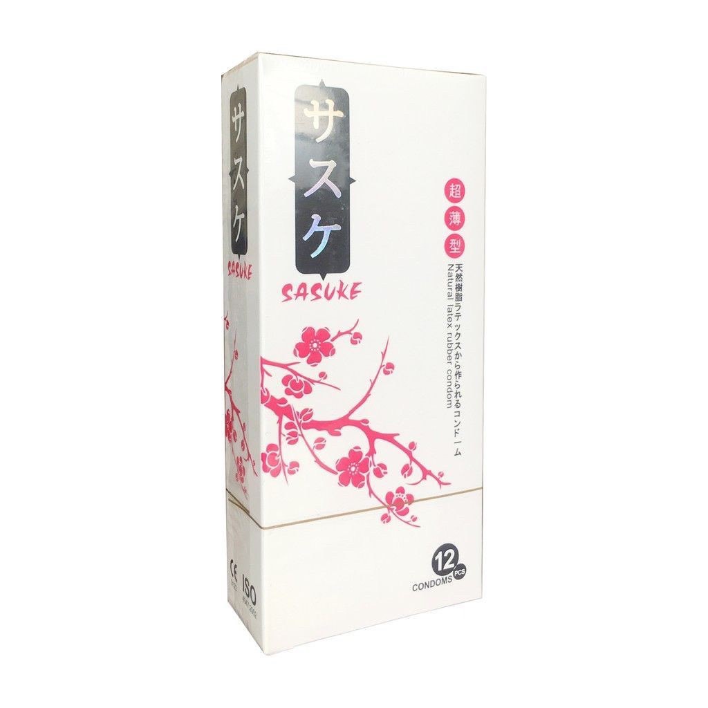 Bao Cao Su SASUKE Hoa Anh Đào, bao cao su gân gai, tăng khoái cảm mạnh, kéo dài thời gian yêu, Hộp 12 bcs