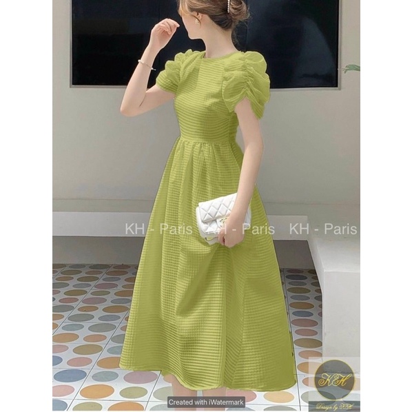 [ 𝐅𝐑𝐄𝐄 𝐒𝐇𝐈𝐏 ] VÁY CỔ TRÒN TAY BỒNG• CHẤT XỐP KẺ CHUẨN MẪU CÓ 2 MÀU ĐẸP LẮM Ạ