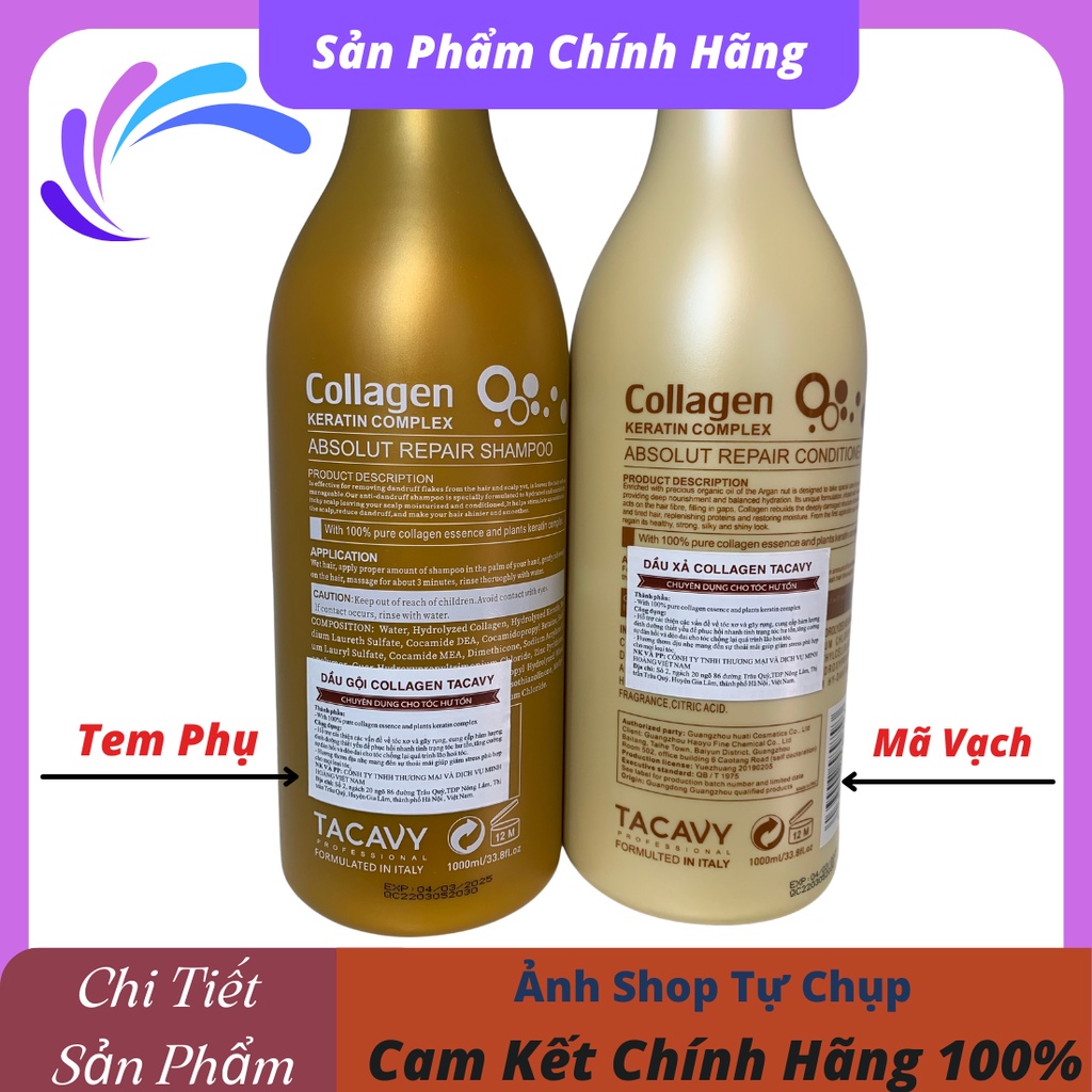 Dầu gội xả TACAVY 500ml 1000ml giảm gãy rụng phục hồi tóc hư tổn khô xơ hàng chính hãng