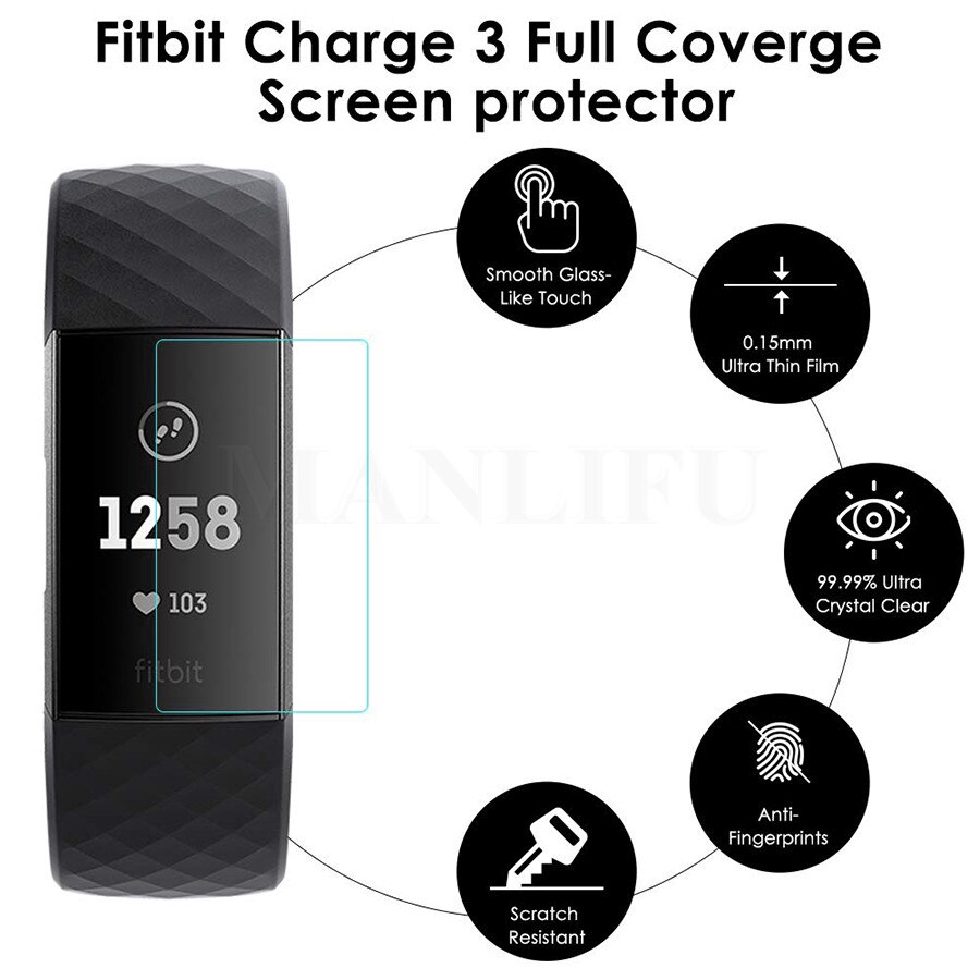 Set 3 miếng TPU dán bảo vệ màn hình vòng tay thông minh Fitbit Charge 2 3