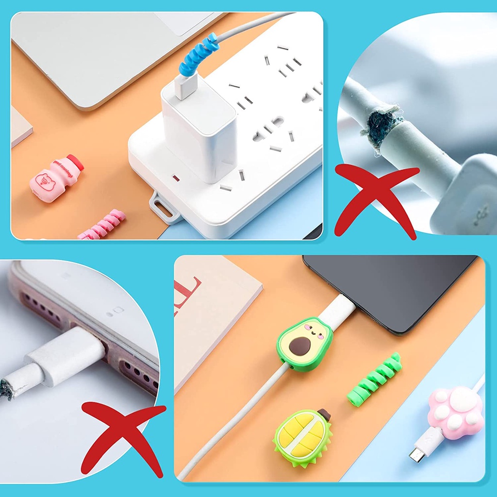 Phụ kiện bảo vệ cáp sạc truyền dữ liệu chống đứt họa tiết động vật hoạt hình dễ thương