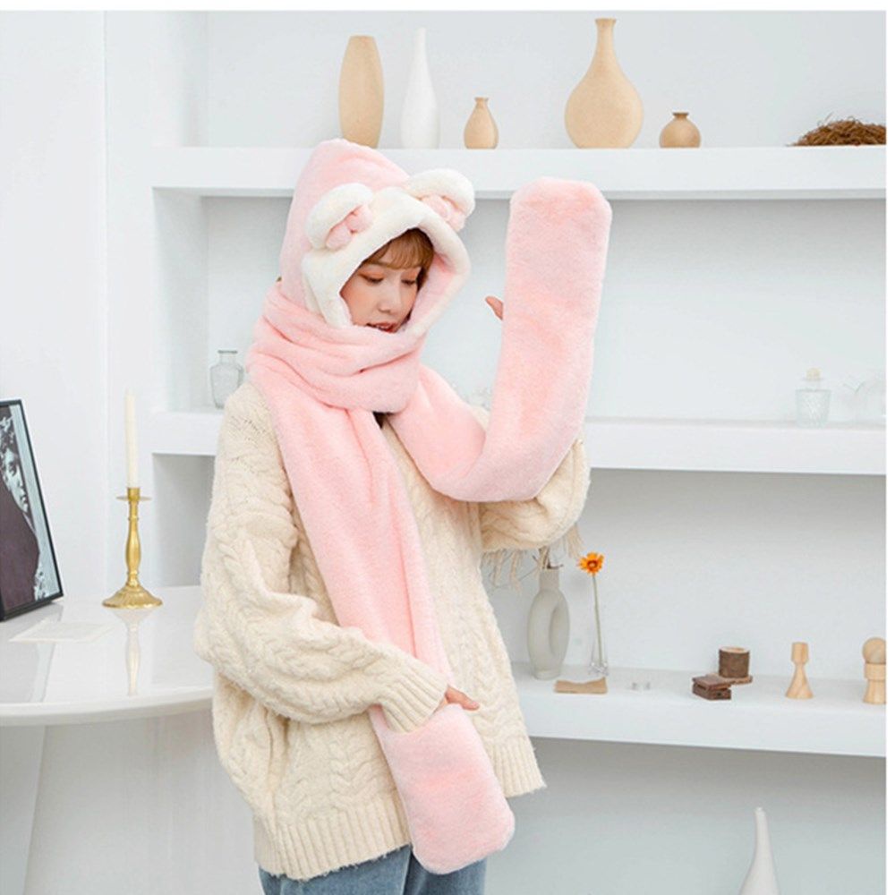 Mũ Beanie Lông Thỏ Kèm Khăn Choàng Cổ Nhiều Màu Thời Trang Mùa Đông Cho Nữ Mihan1