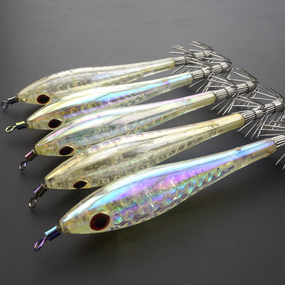 Set 5 Mồi Câu Cá Giả Dạ Quang Dạng Mực Cứng 10cm