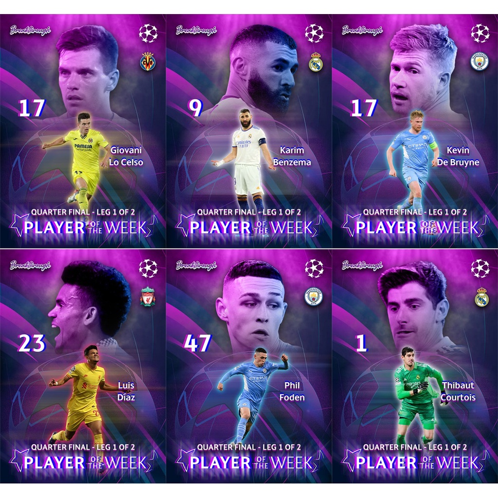 Thẻ Cầu Thủ Bóng Đá SKY Card BRTH POTW QUARTER 1 |  KDB De Bruyne Courtois Phil Foden Lo Celso Luis Diaz Karim Benzema