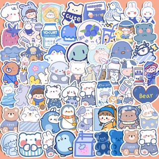 Set 90 chiếc sticker chống nước hoạt hình chibi GẤU XANH PASTEL dễ thương quá trời luôn nè - Tanpopo Sticker
