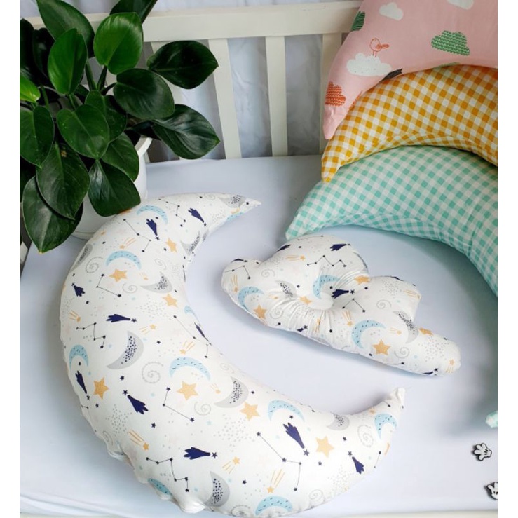sét gối ôm mặt trăng và gối lõm hình đám mây cho bé vải cotton mịn ( hàng đẹp giá rẻ )