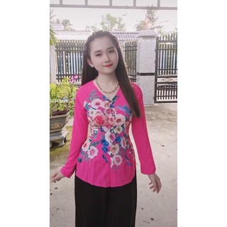 ÁO BÀ BA LỤA IN HOA XINH