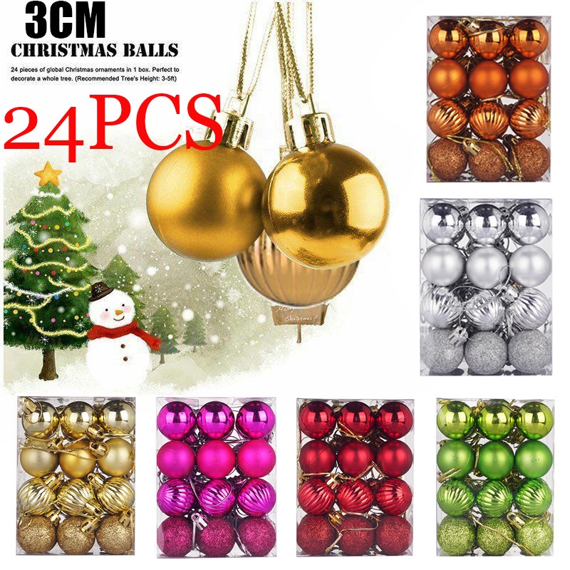 Set 24 Trái Châu Bằng Nhựa Trang Trí Cây Thông Giáng Sinh