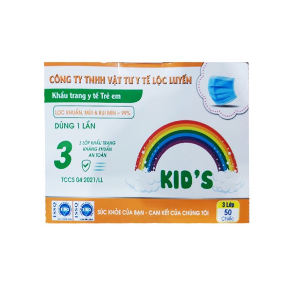 Set 10 chiếc khẩu trang trẻ em Lộc Luyến chính hãng, thanh nhựa dễ định hình ôm kín mặt, thoải mái,