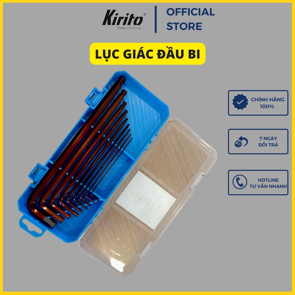 Bộ Lục Giác Thép Nâu Đầu Bi 9 Cây Chữ L 1.5-10mm , Chất liệu thép CR-V6150