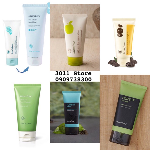 Sữa Rửa Mặt Innisfree Trà xanh/ Tro núi lửa/ Bija