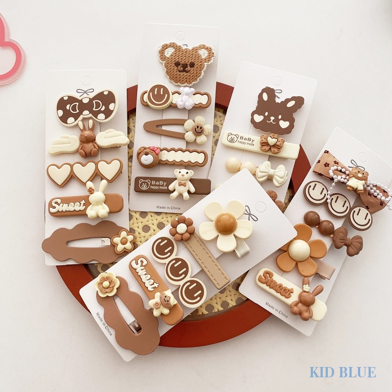 Set 5 Kẹp Tóc Màu Trà Sữa Phong Cách Hàn Quốc Dễ Phối Đồ Màu Sắc
