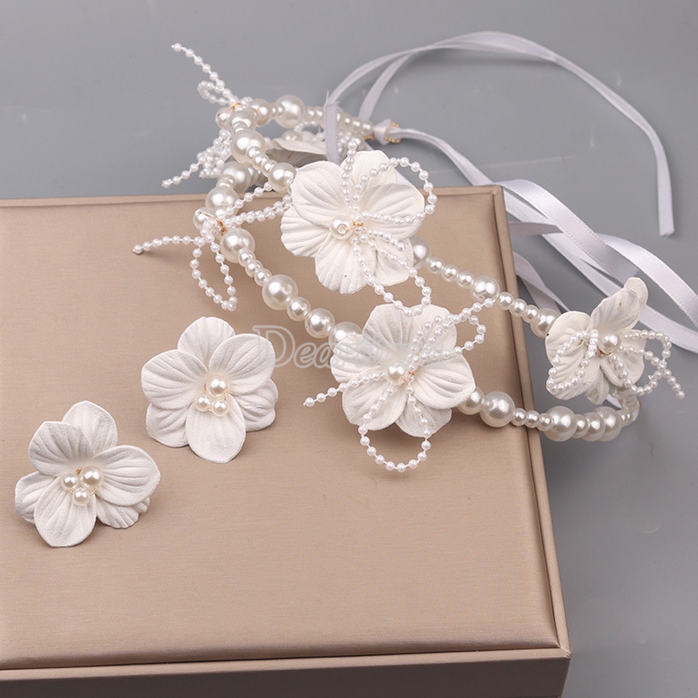 Mới Băng Đô Cài Tóc Đính Ngọc Trai Nhân Tạo Phong Cách Hàn Quốc