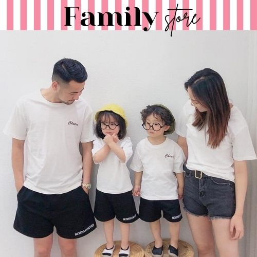 Áo gia đình đơn giãn, dễ thương 3/4/5 người chữ cheese chất tốt. familystore
