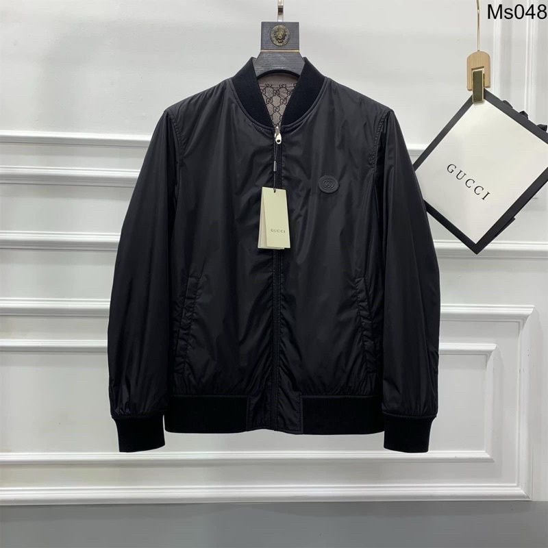 Áo Khoác gió 2 mặt logo da cực chất - Khoác bomber chất chơi