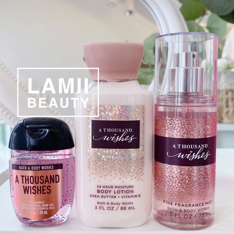 Set dưỡng thể xịt thơm nước hoa Bath &amp; Body Works A Thousand Wishes bản Giáng sinh Limited