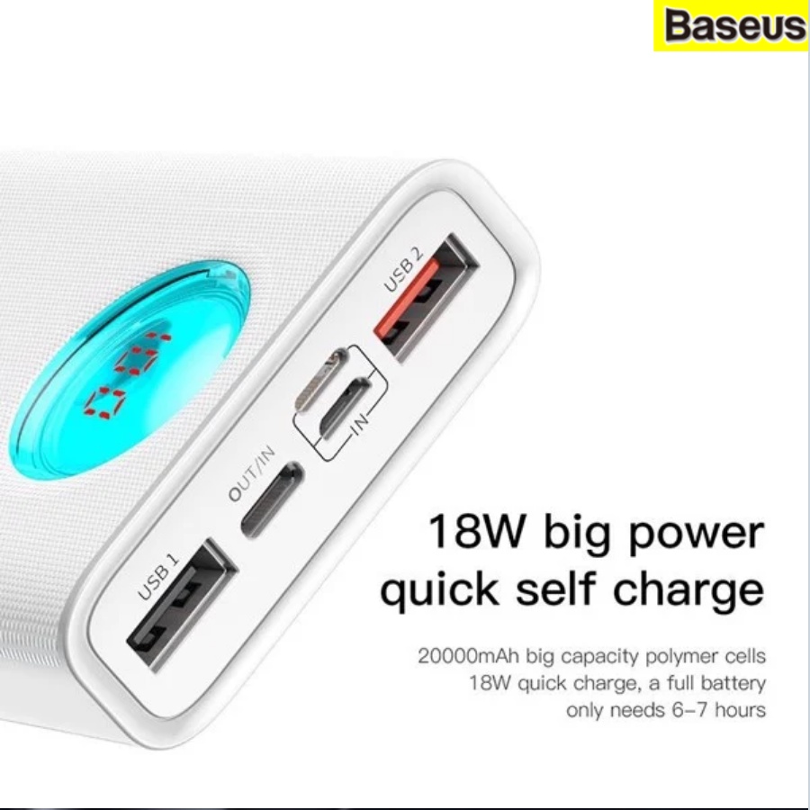 Pin sạc dự phòng Baseus Amblight, sạc nhanh 3.0 PD/QC, 2 cổng USB + Type C in/out, pin 20000mAh/ 30000mAh 18W/ 33W LV529