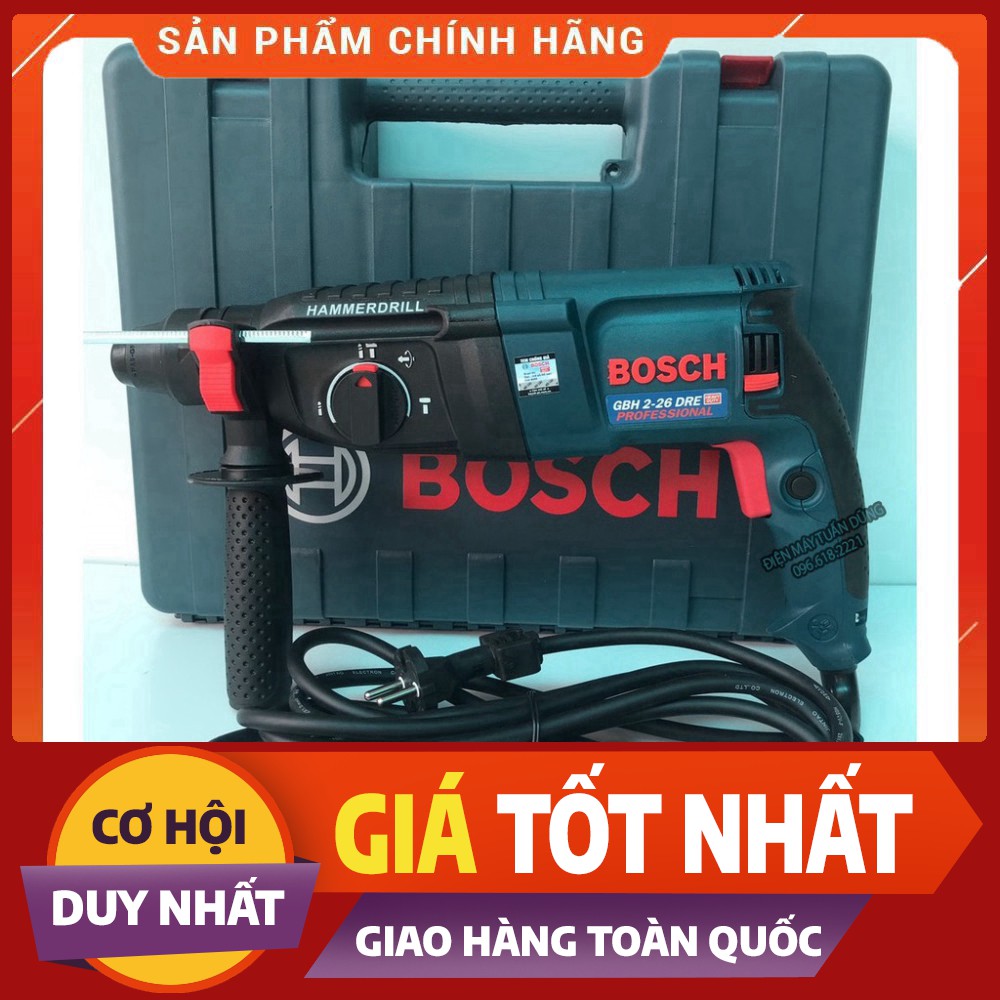 [FREE SHIP] Máy khoan đục bê tông 3 chức năng Bosh 2-26 - Công suất 800w - Hàng công ty xuất dư - Có tem chống giả - Mad