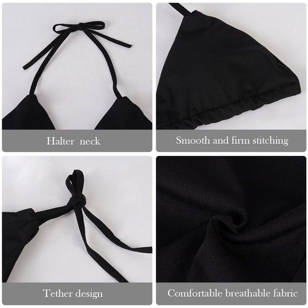 Bộ Đồ Bơi Bikini Hai Dây Nâng Ngực Màu Trơn Thời Trang Cho Nữ