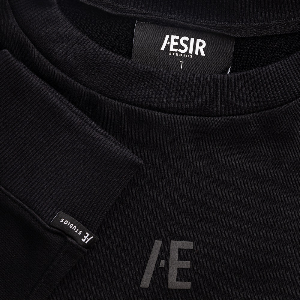 Áo nỉ nam tay dài phom ngắn in logo thương hiệu Aesir Studios 2 màu xám,đen - 405