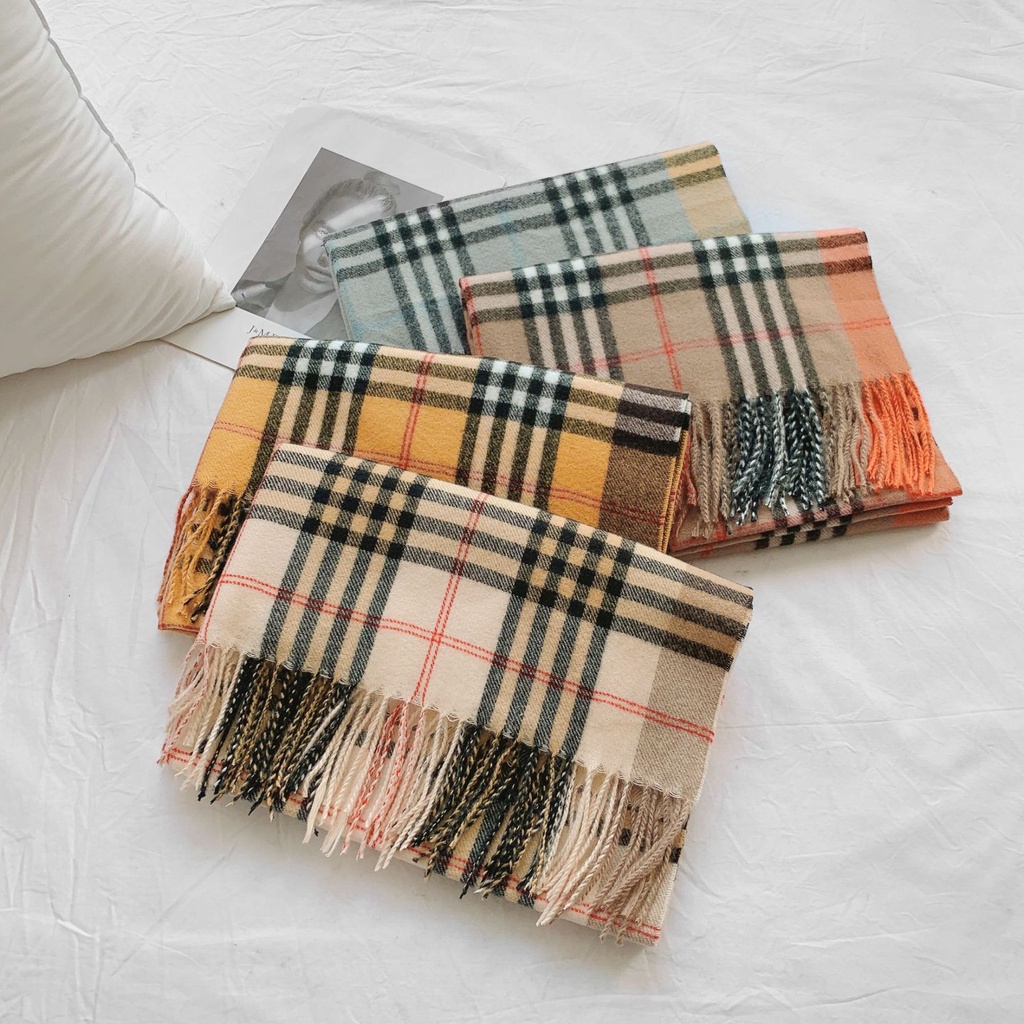 Zl Khăn Quàng Cổ cashmere Họa Tiết Kẻ Ô Chim Thời Trang Thu Đông Hàn Quốc Dành Cho Bạn Nữ