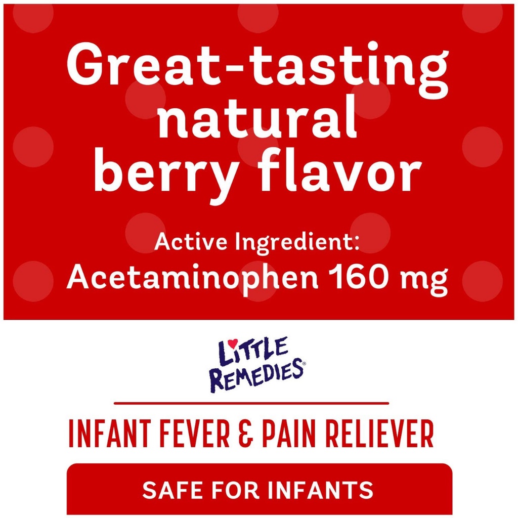 Siro hạ sốt giảm đau cho trẻ sơ sinh Little Remedies Infant Fever+ Pain Reliever Natural Berry.
