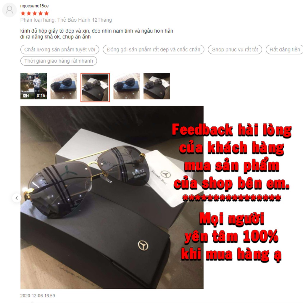 Kính Mát Nam Mắt Chuồn Cao Cấp Đầy Đủ Phụ Kiện Hộp Tối Màu Đi Đêm Đi Nắng Chống Tia UV | BigBuy360 - bigbuy360.vn