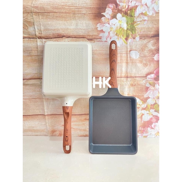 Chảo vuông chiên trứng đáy từ ECORAMIC 18CM - Chảo vuông chống dính sử dụng được trên bếp từ