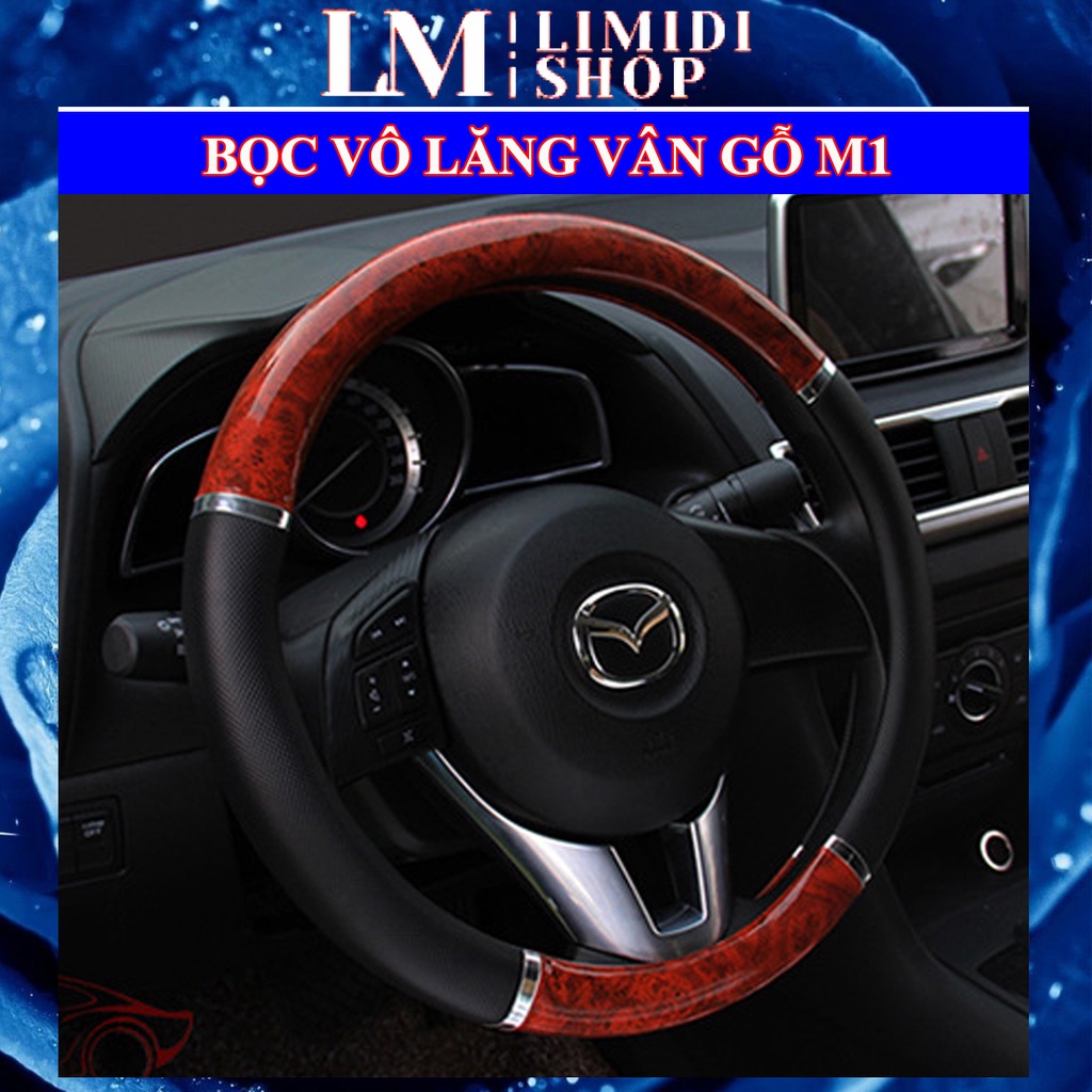 [LIMIDI] Bọc Vô Lăng - Bọc Vô Lăng Ô tô - Da PU Cao Cấp, Ôm Khít, Chống Trơn Trượt, Hàng Đẹp - Họa Tiết Vân Gỗ - M1