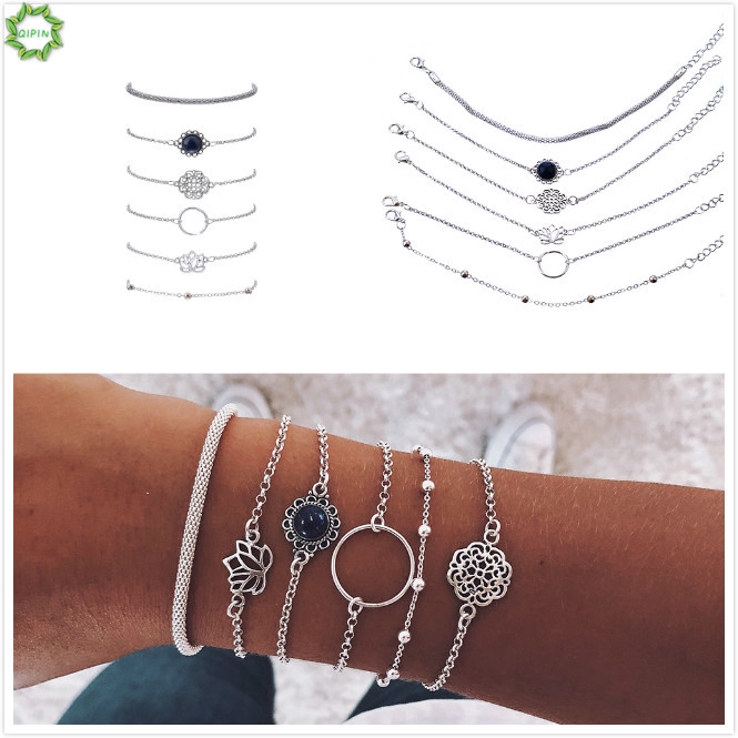 Set 6 vòng tay thiết kế kiểu cổ điển xinh xắn dành cho nữ