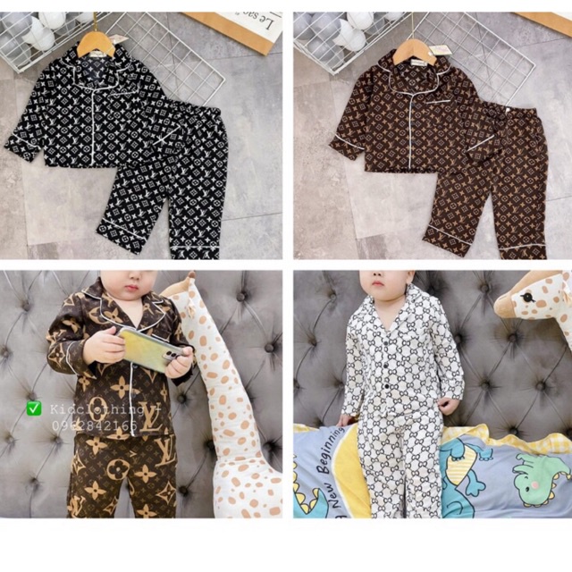 (jean baby kho sỉ) bộ pjzama lụa hàng quảng châu cho bé trai(10-22kg)