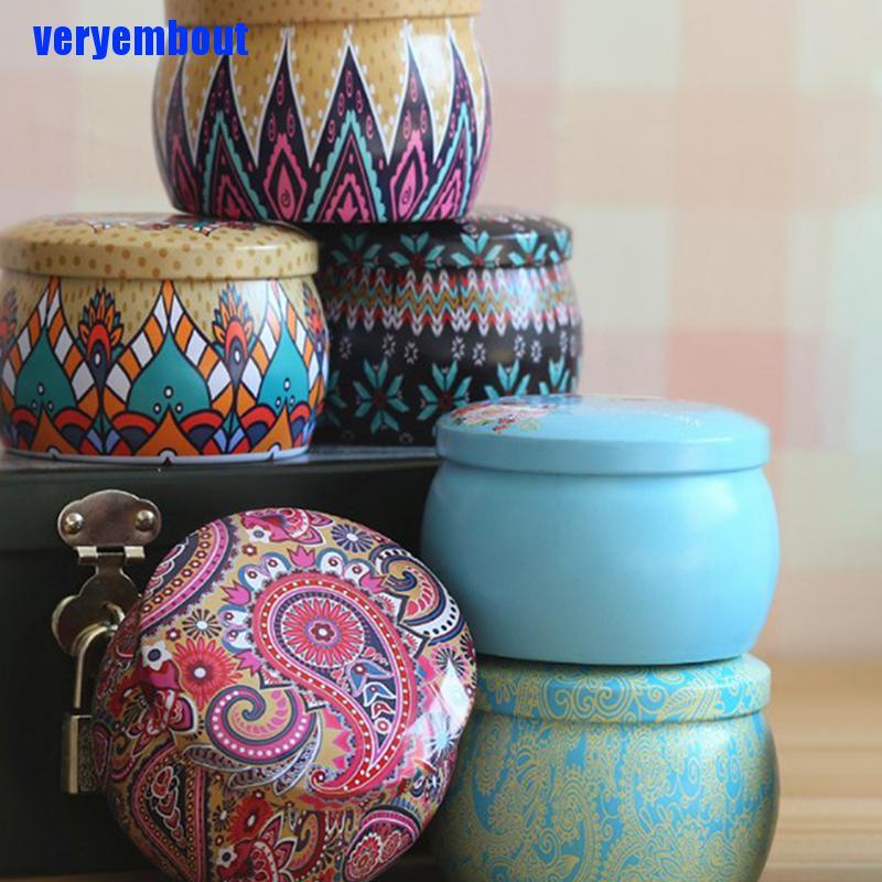 Hộp Thiếc Đựng Trà / Kẹo In Hoa Kiểu Retro Dùng Làm Quà Tặng