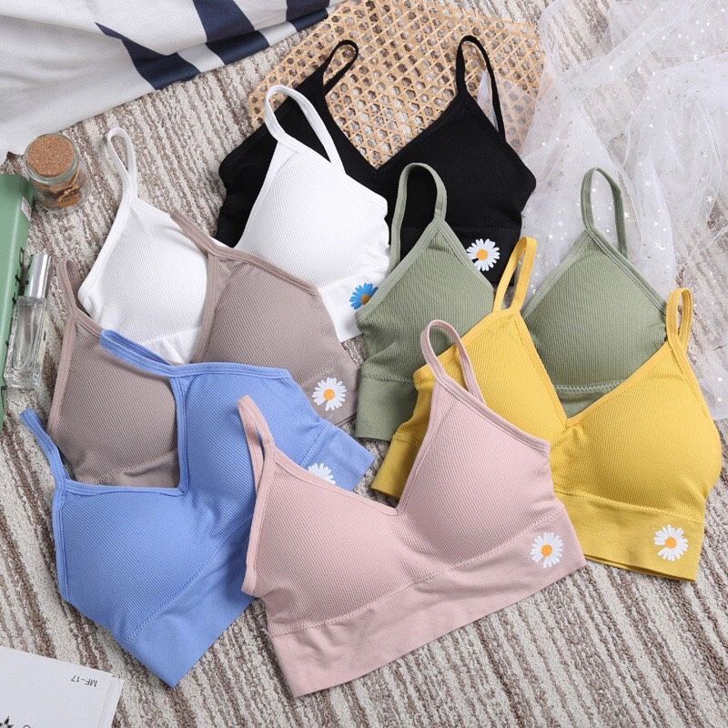 Áo Bra Hoa Cúc Vải Cotton Siêu Thoáng Mát, Bra Tập Gym