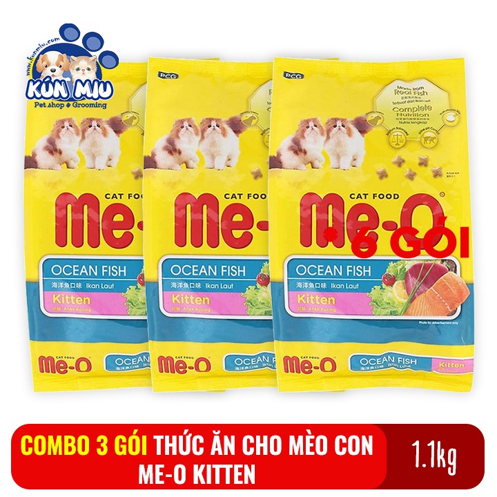 Combo 3 gói Thức ăn cho mèo con dưới 1 tuổi Me-O Kitten 1.1kg