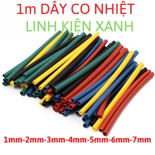 Mua  1 mét  Ống dây gen co nhiệt cách điện màu xanh-đỏ-vàng-đen-trắng đủ kích thước từ 1-2-3-4-5-6-7mm