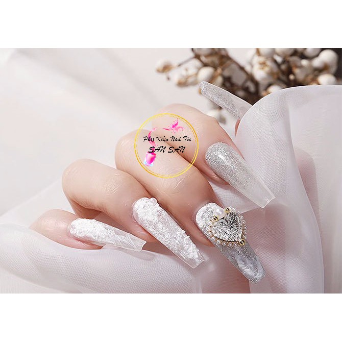 Charm trái tim 9d điêu khắc trang trí móng
